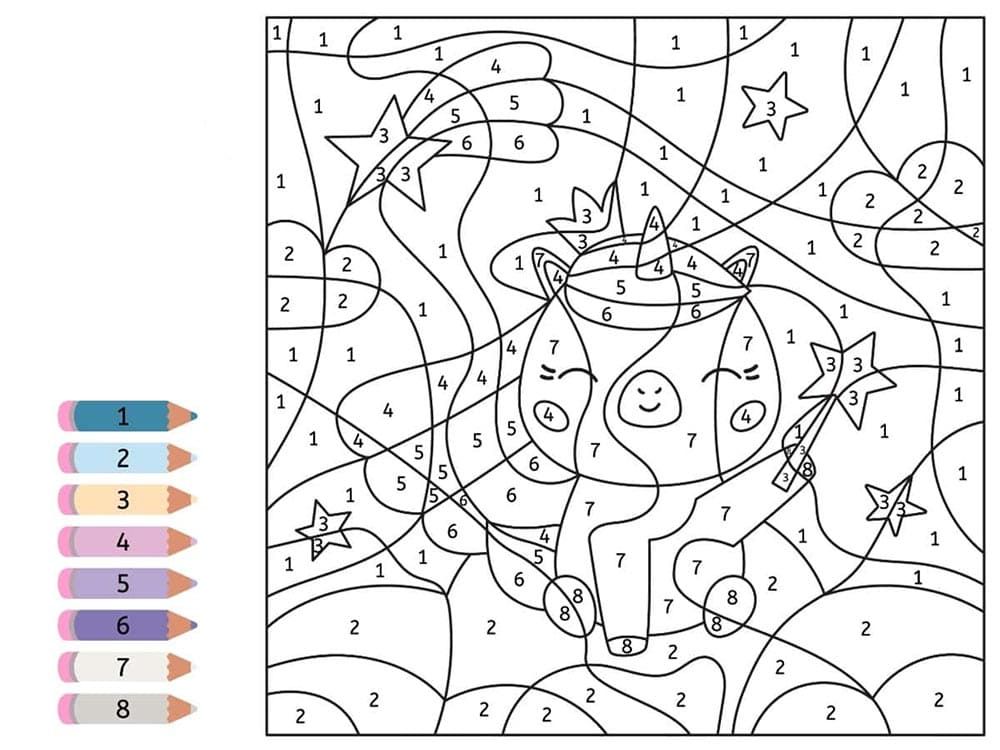 Coloriage Magique une licorne sympathique