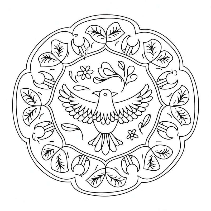 Coloriage Magnifique mandala d'oiseau