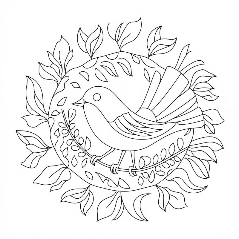 Coloriage Magnifique Oiseau Mandala