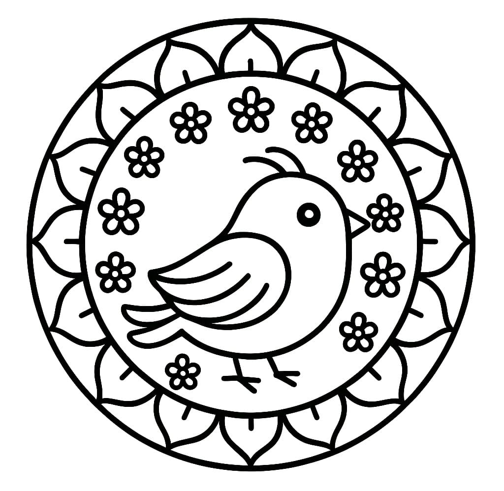 Coloriage Mandala d'oiseau mignon