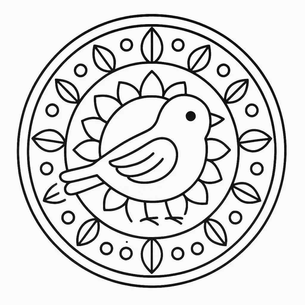 Coloriage Mandala d'oiseau