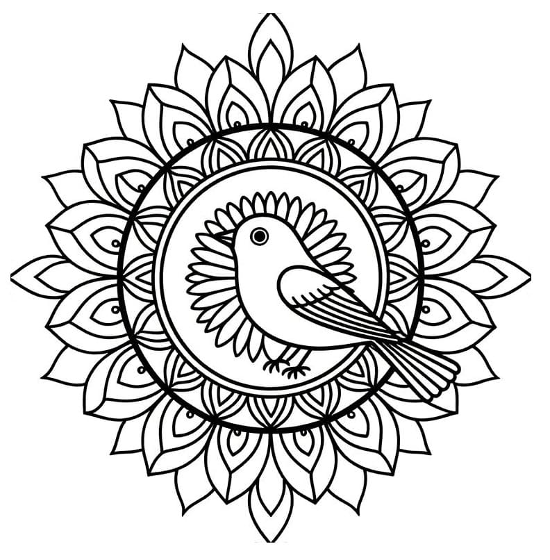 Coloriage Mandala Oiseau 1