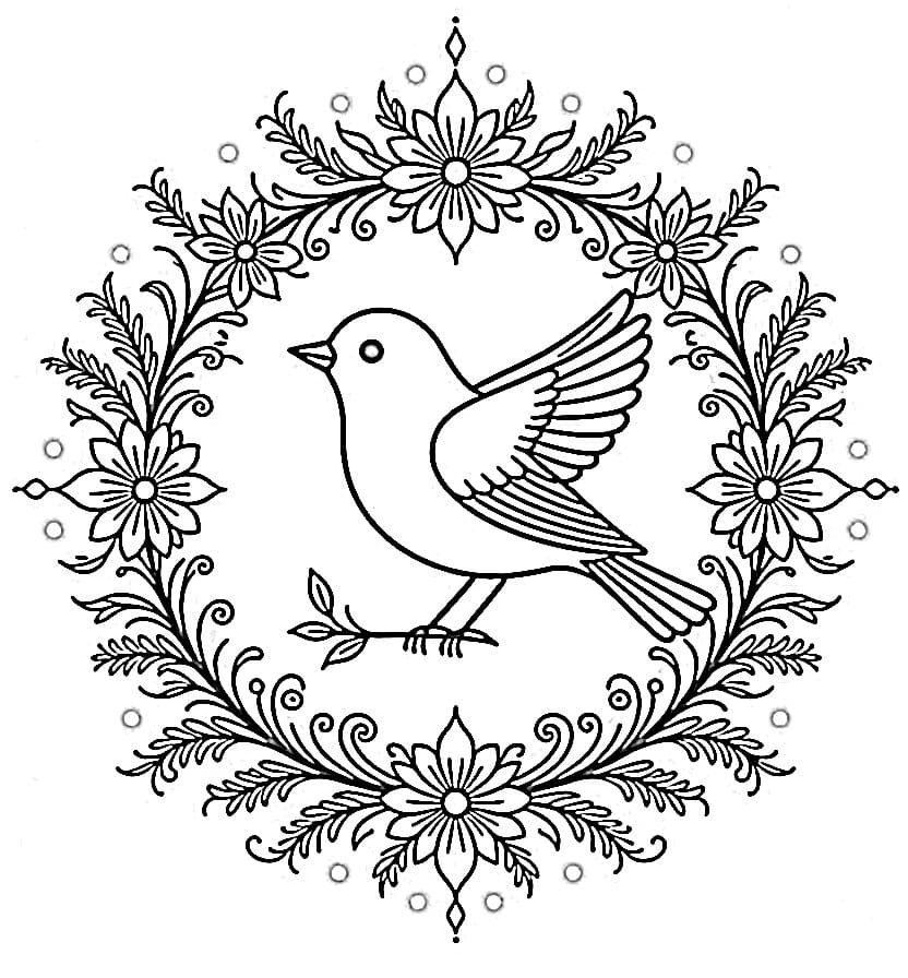 Coloriage Mandala Oiseau 3