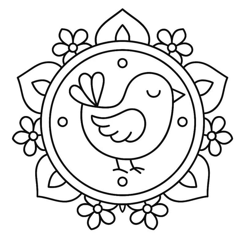 Coloriage Mandala Oiseau Facile