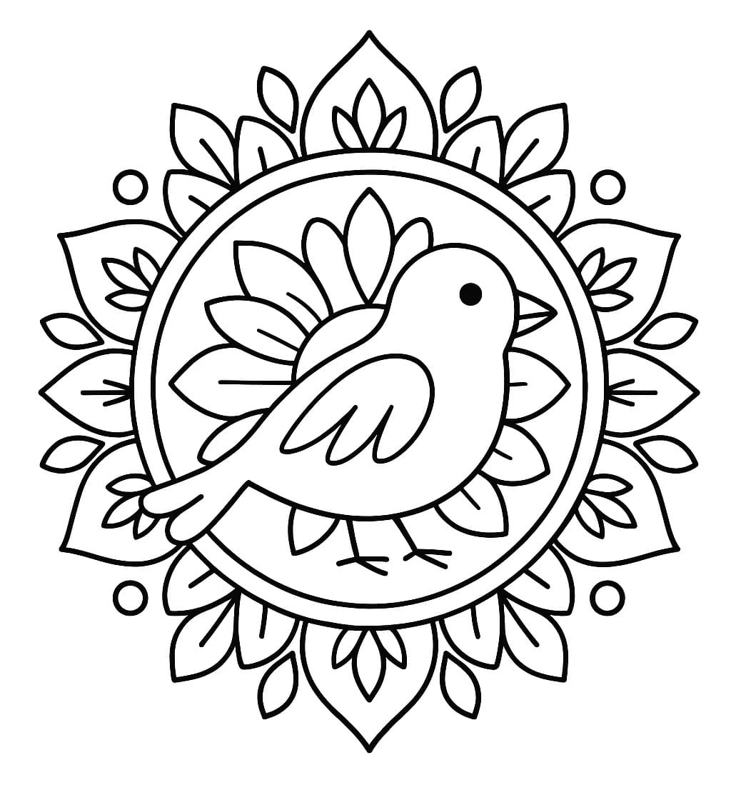 Coloriage Oiseau Mandala