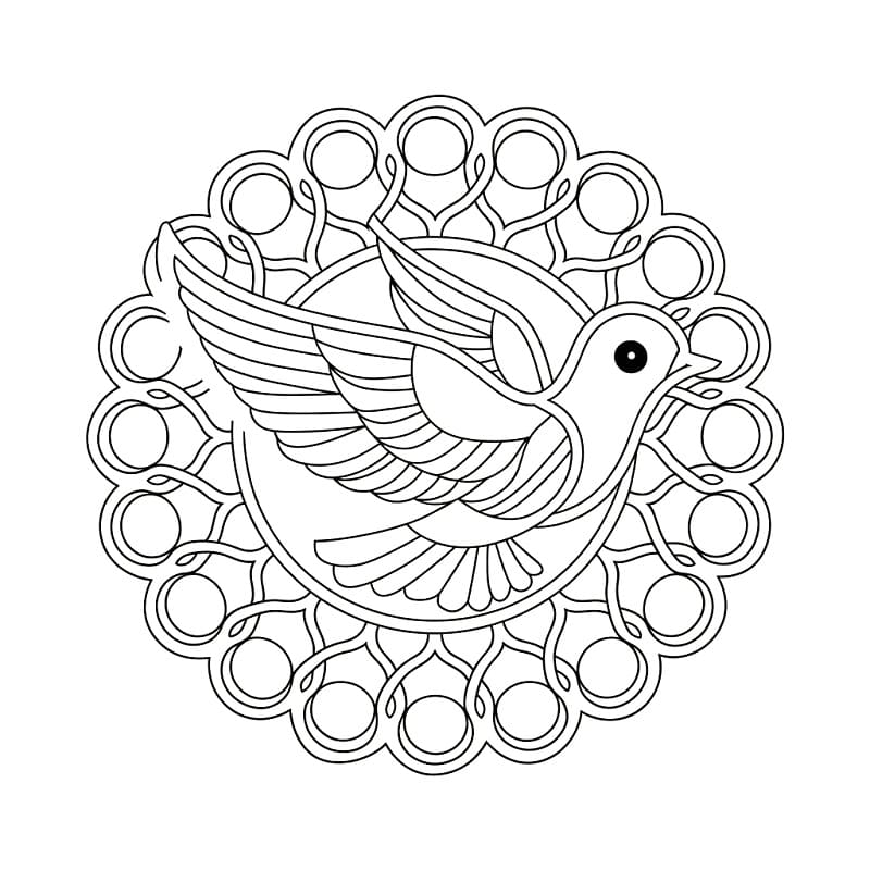 Coloriage Mandala Oiseau Simple