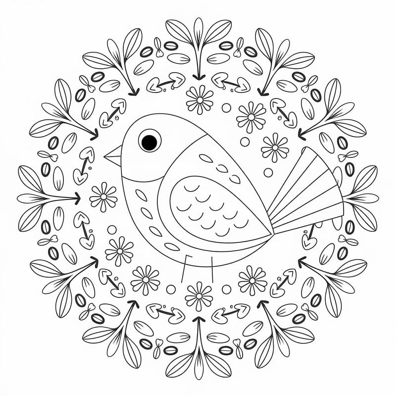 Coloriage Mandala Oiseau