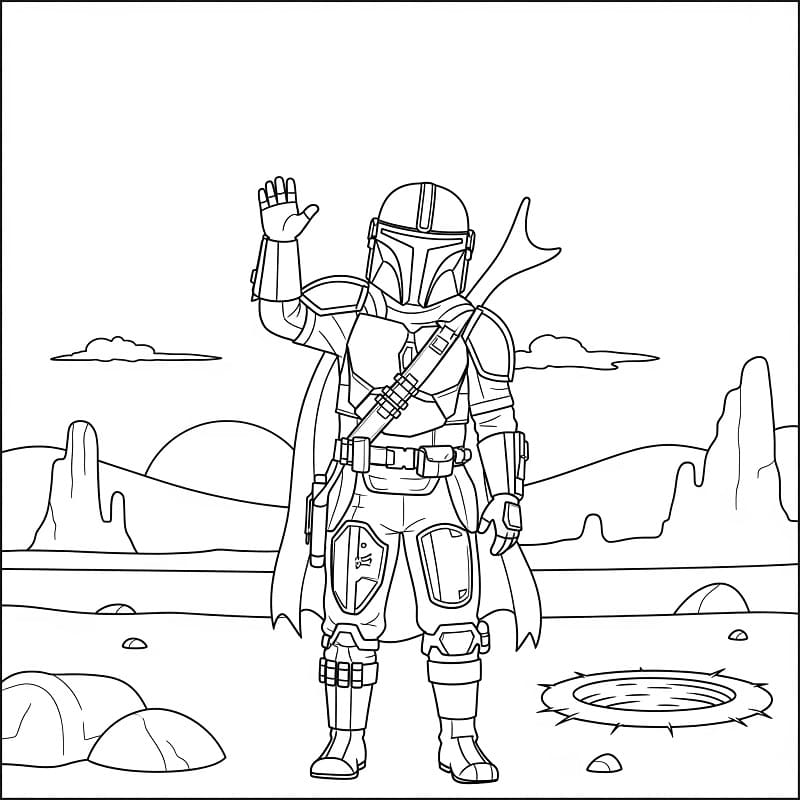 Coloriage Mandalorian Imprimable Pour les Enfants