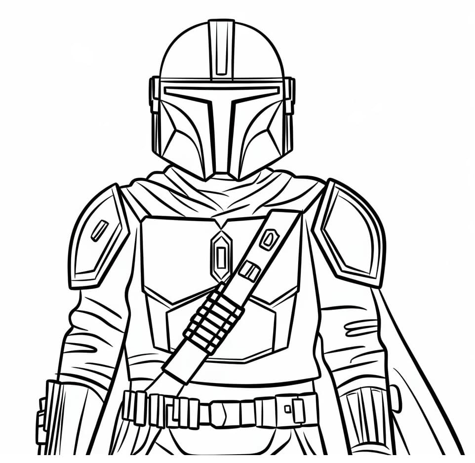 Coloriage Mandalorian Pour les Enfants de 3 ans