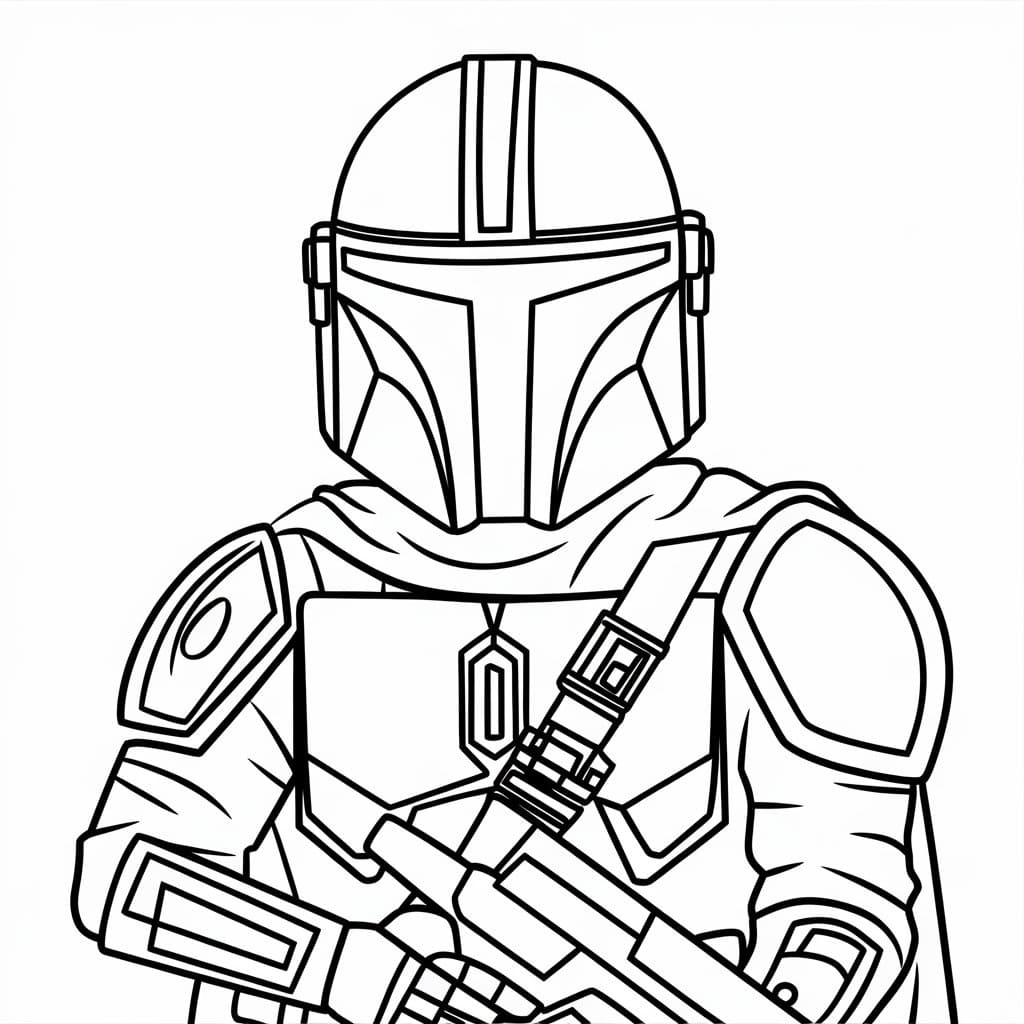 Coloriage Mandalorian Pour les Enfants de 5 ans