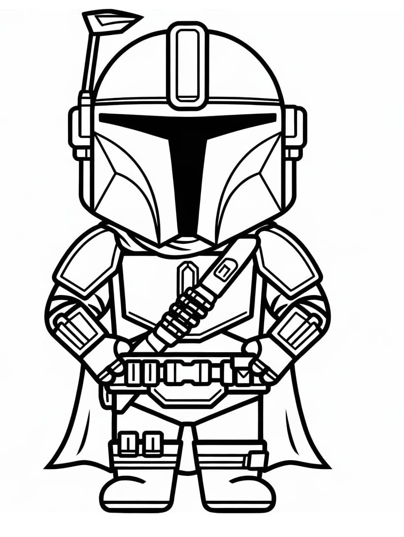Coloriage Mandalorian très Mignon