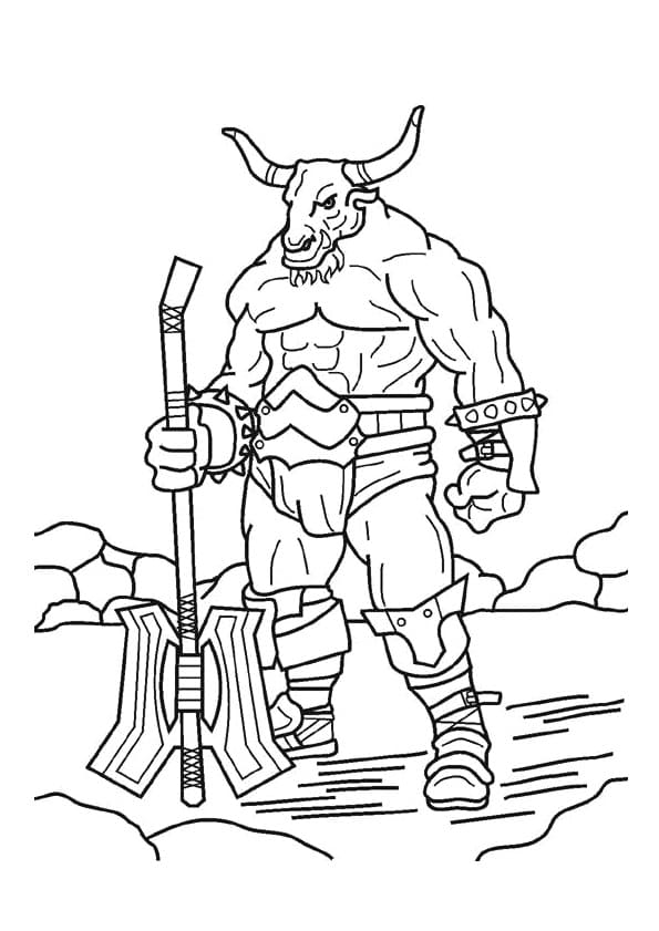 Coloriage Minotaure Grecque Mythologie