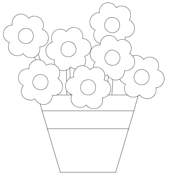 Coloriage Pot de Fleurs Gratuit Pour les Enfants