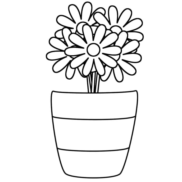 Coloriage Pot de Fleurs Imprimable Gratuit Pour les Enfants