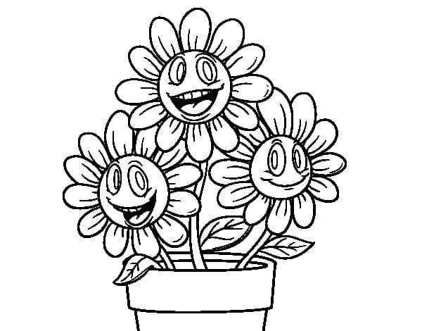 Coloriage Pot de Fleurs Imprimable Pour les Enfants