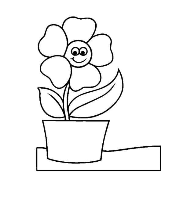 Coloriage Pot de fleurs joyeux