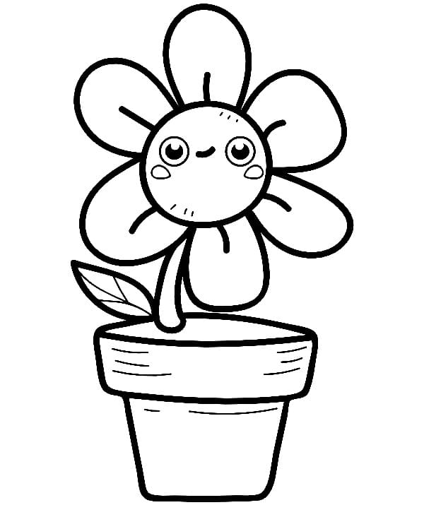 Coloriage Pot de Fleurs Mignon
