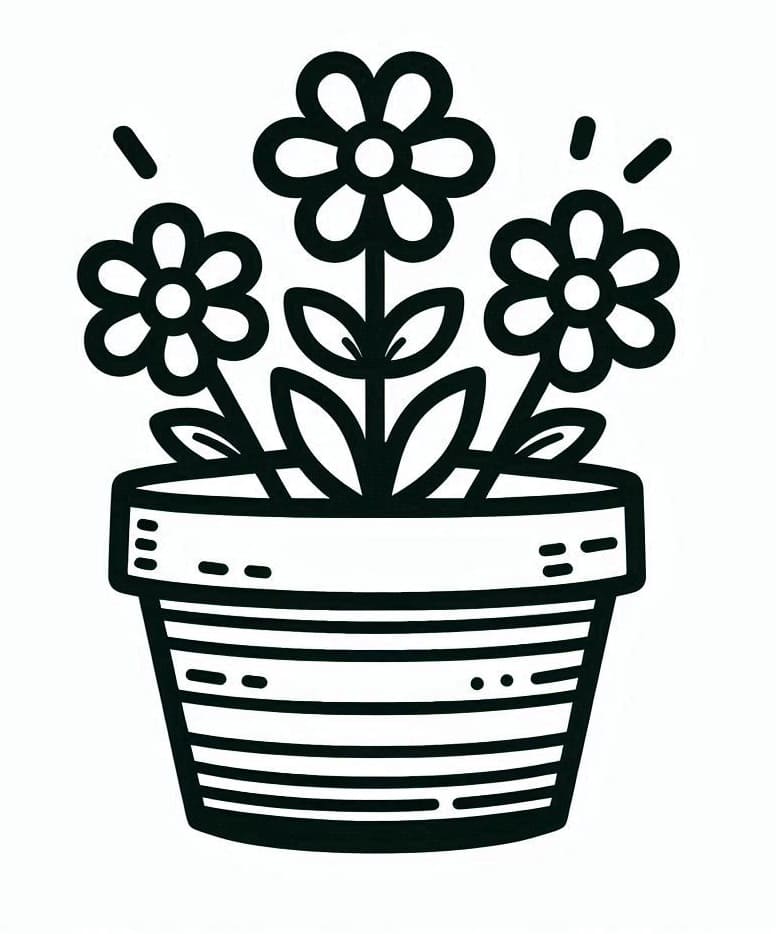 Coloriage Pot de Fleurs très Mignon
