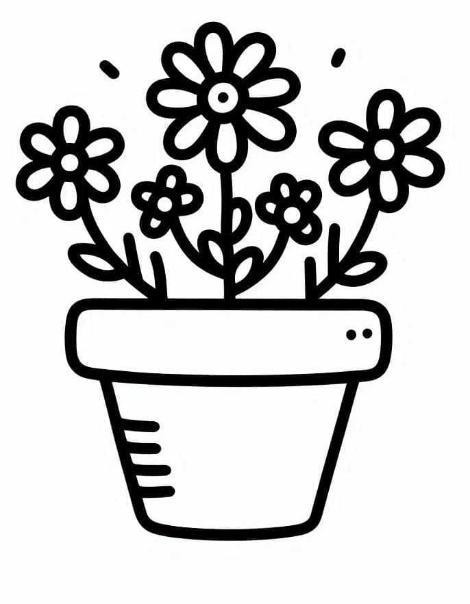 Coloriage Très beau pot de fleurs