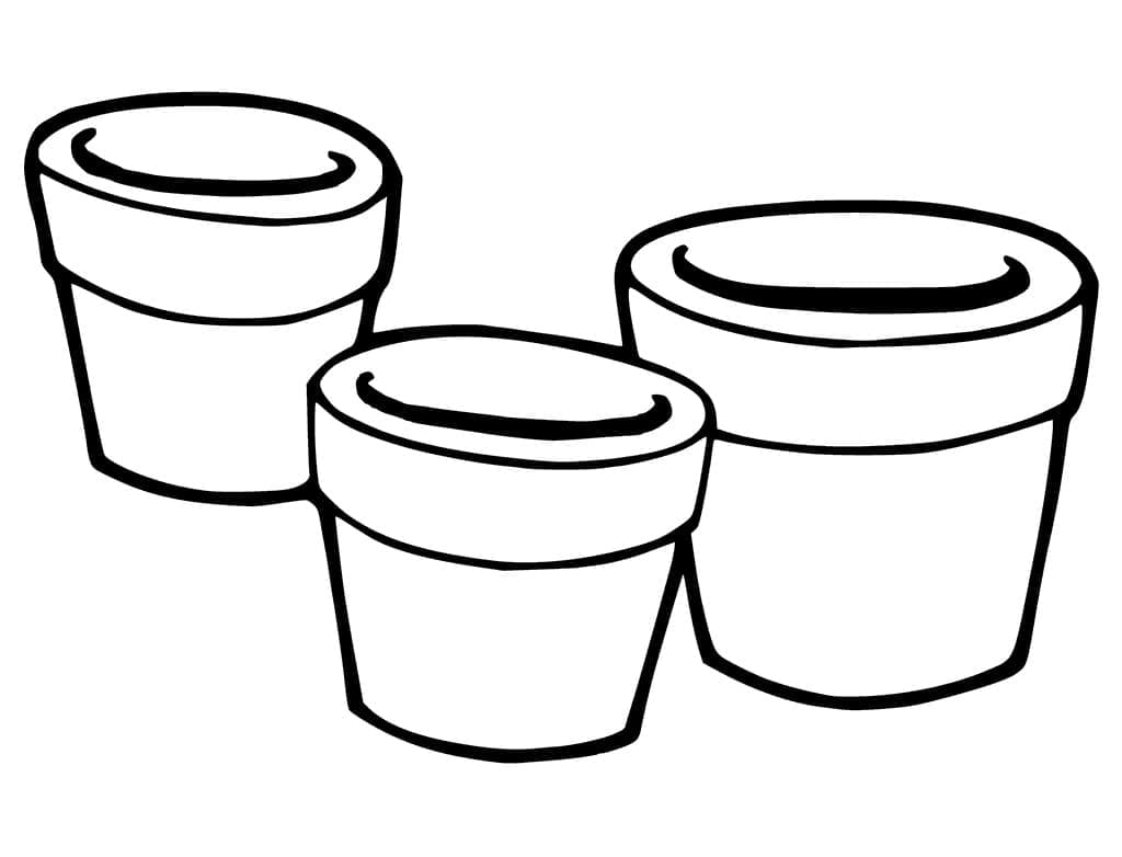 Coloriage Trois pots de fleurs