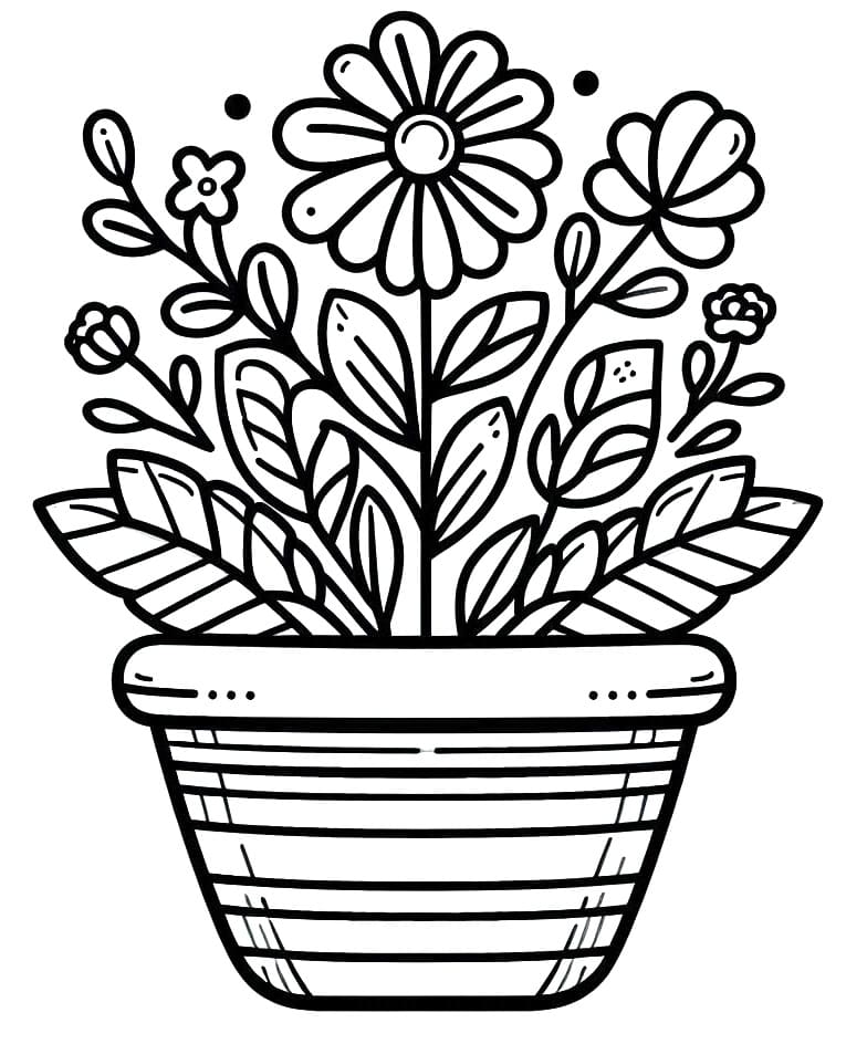 Coloriage Un beau pot de fleurs