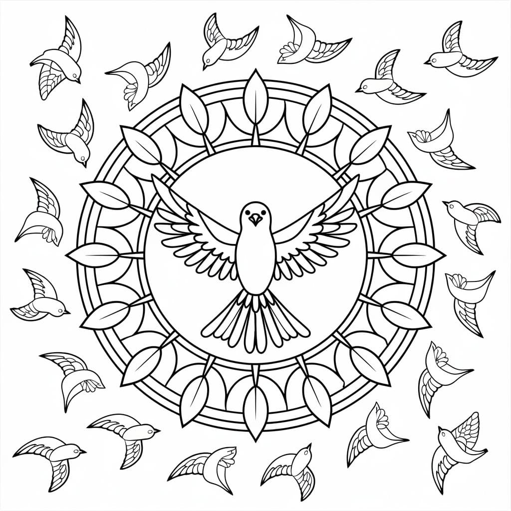 Coloriage Un magnifique mandala d'oiseaux
