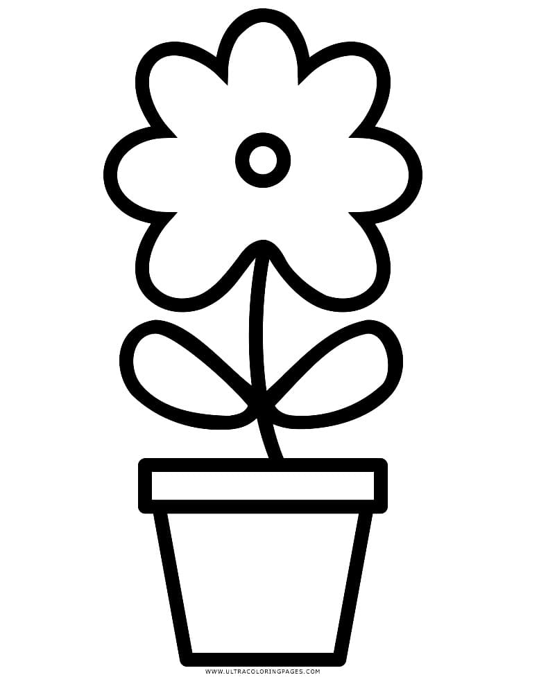 Coloriage Un Pot de Fleurs Facile