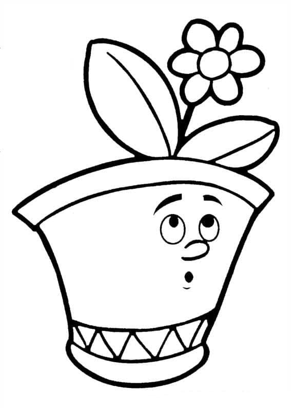 Coloriage Un Pot de Fleurs Mignon