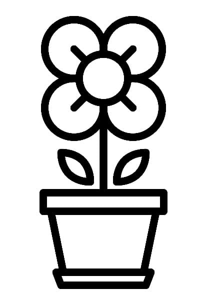 Coloriage Un Pot de Fleurs Simple