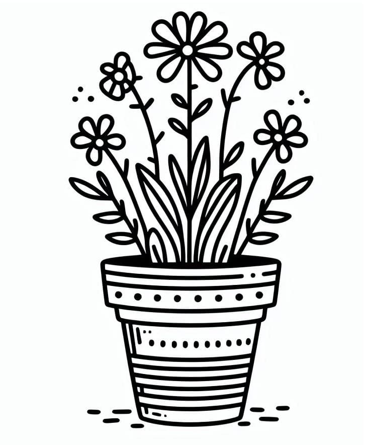 Coloriage Un Pot de Fleurs