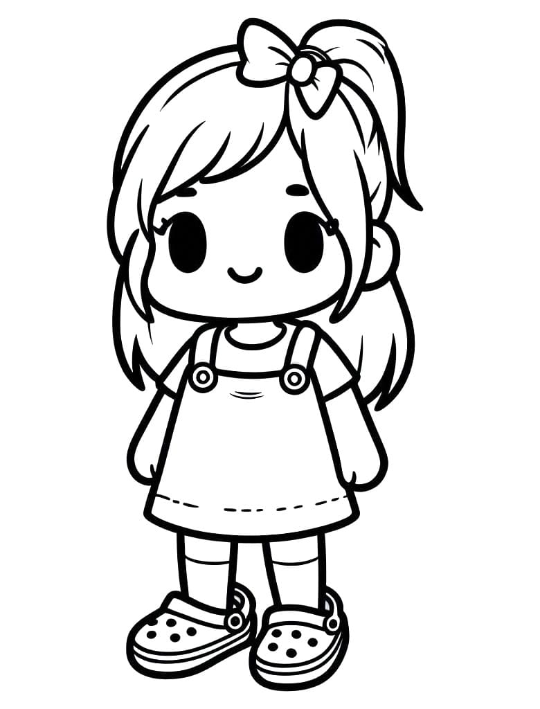 Coloriage Une Fille Porte des Crocs