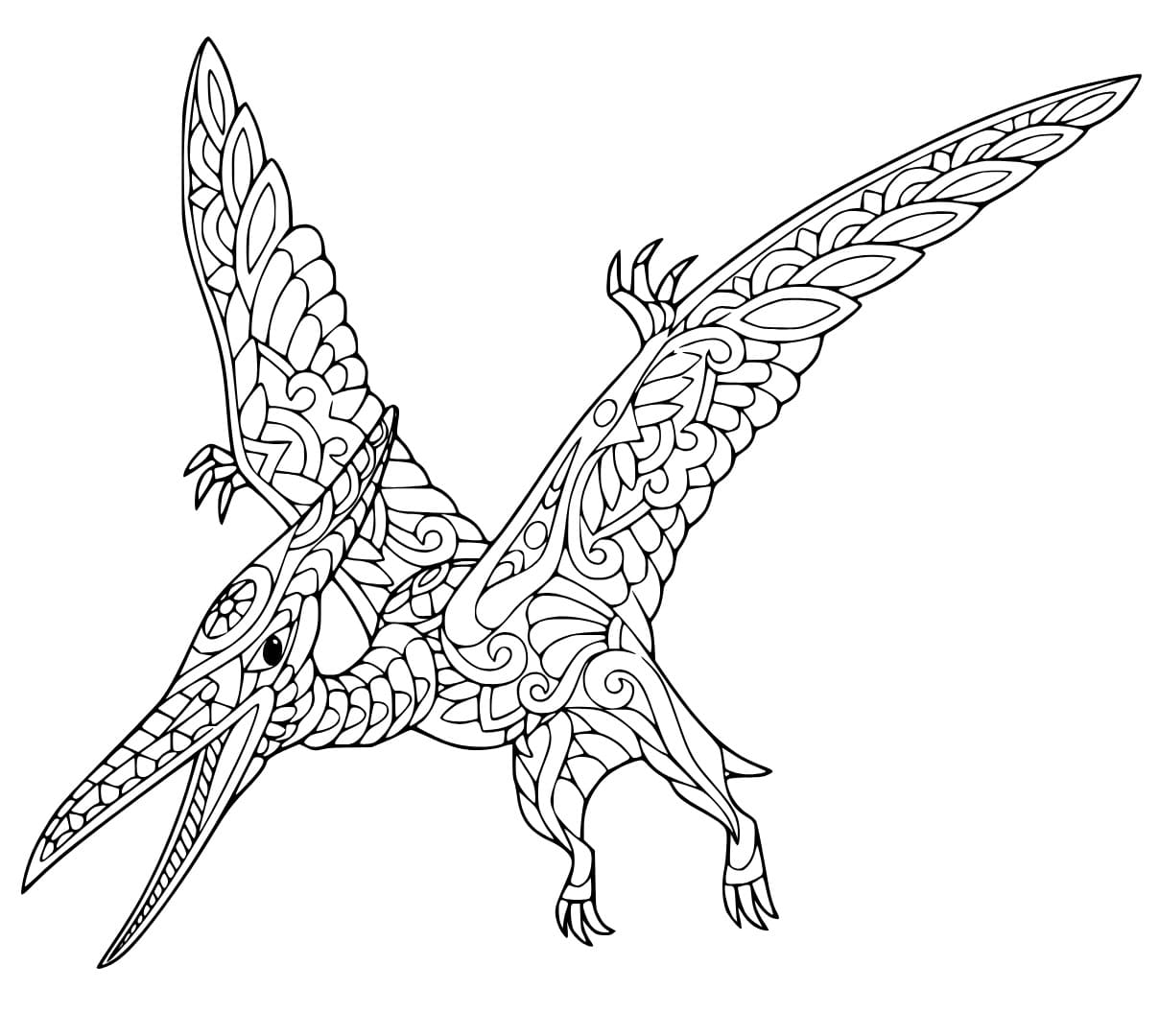 Coloriage Ptérodactyle Zentangle