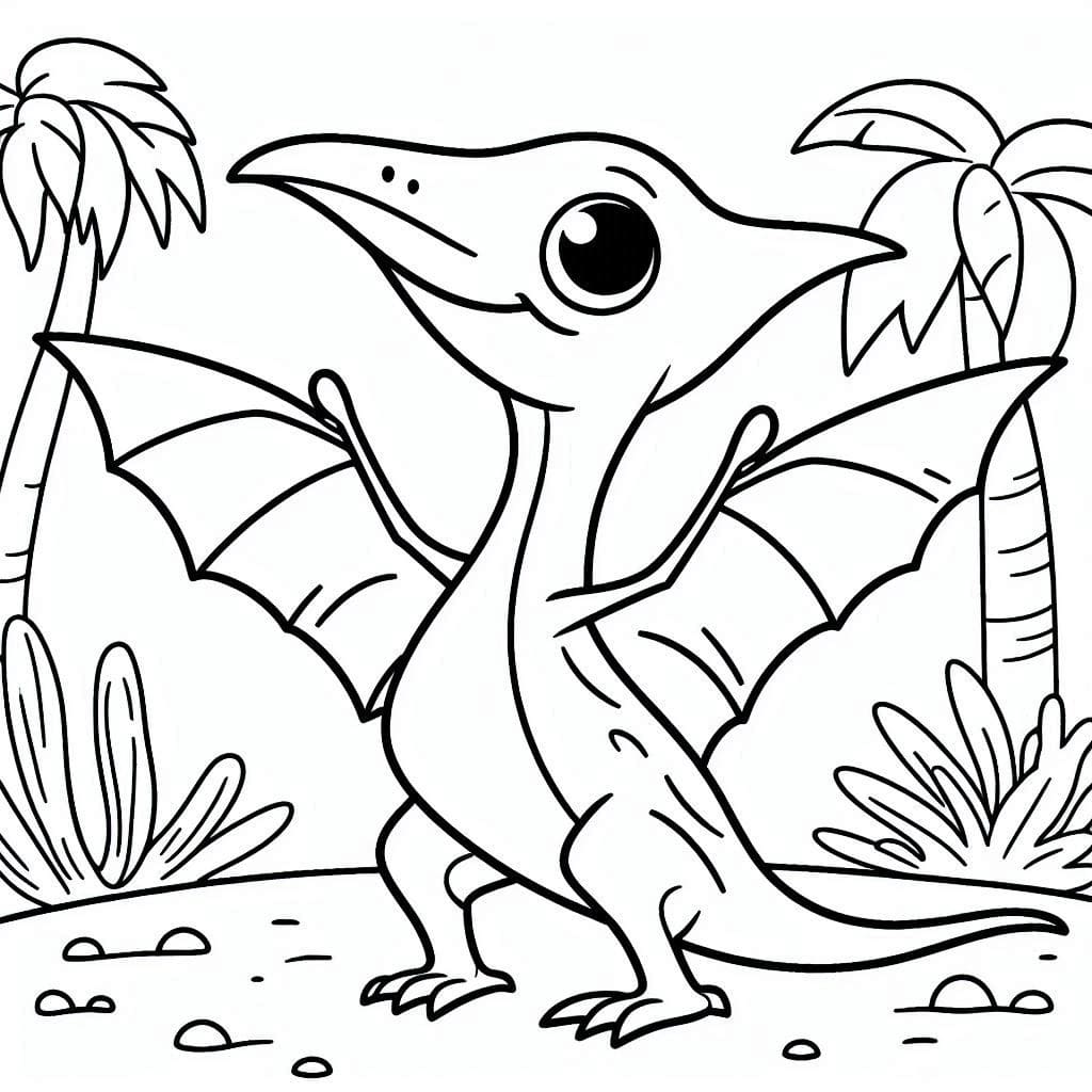 Coloriage Ptérodactyle très Mignon