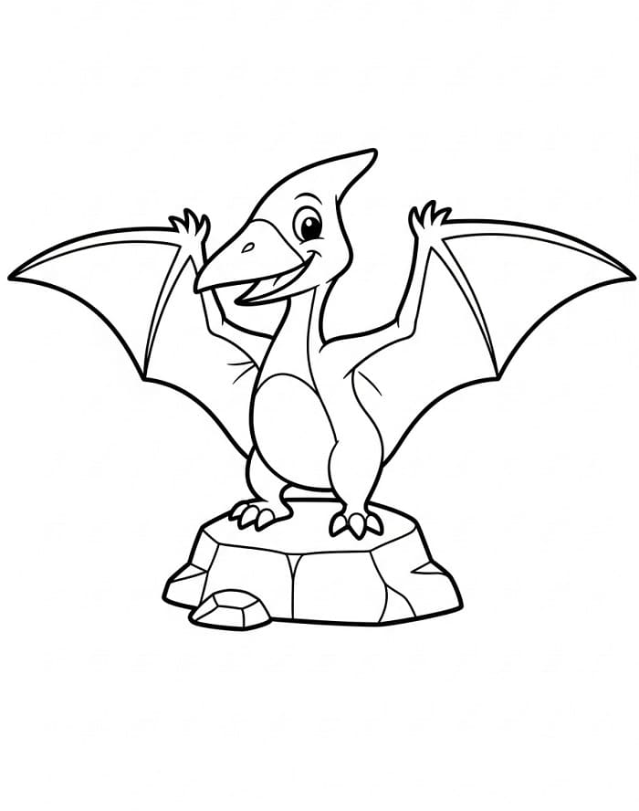 Coloriage Un Ptérodactyle Heureux