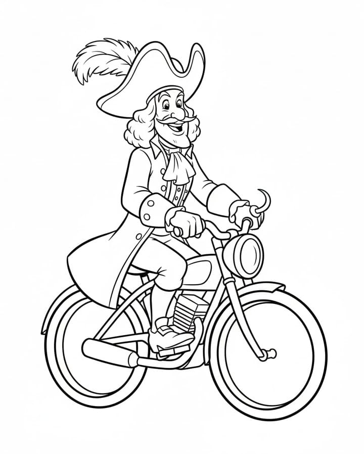 Coloriage Capitaine Crochet Conduit une Moto
