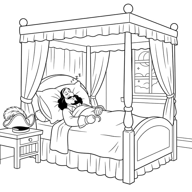 Coloriage Capitaine Crochet Endormi