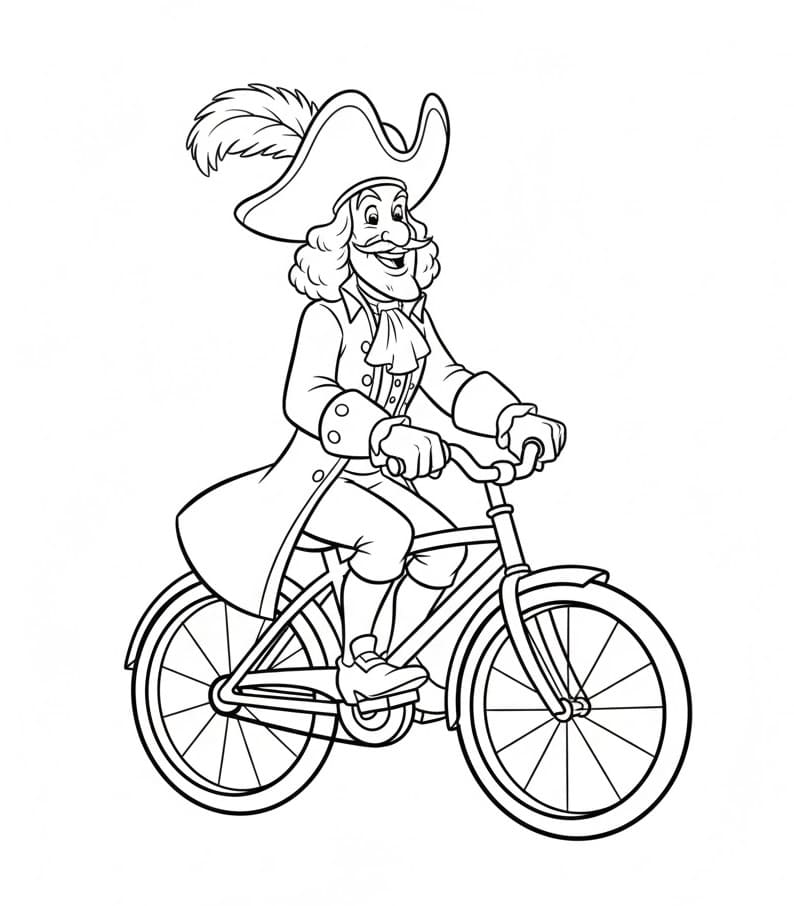 Coloriage Capitaine Crochet Fait du Vélo