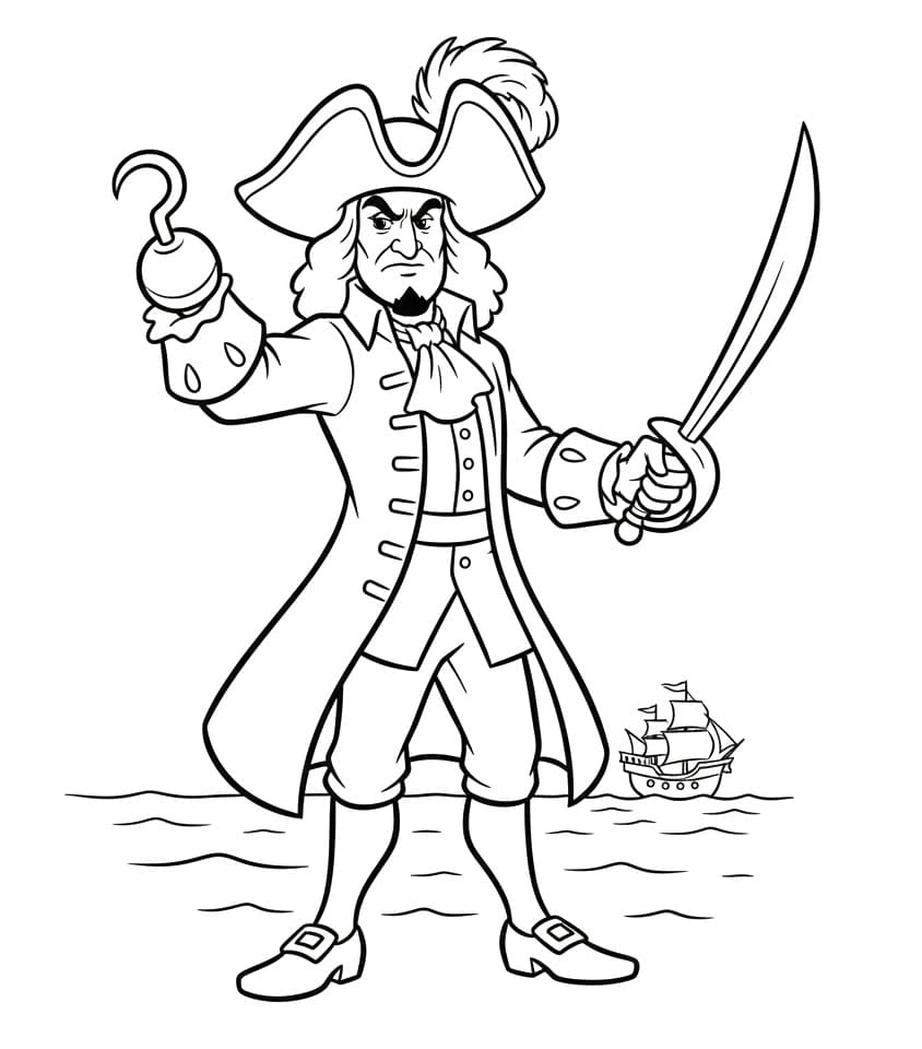 Coloriage Capitaine Crochet Imprimable