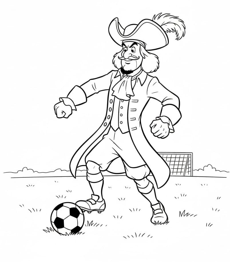 Coloriage Capitaine Crochet Joue au Football