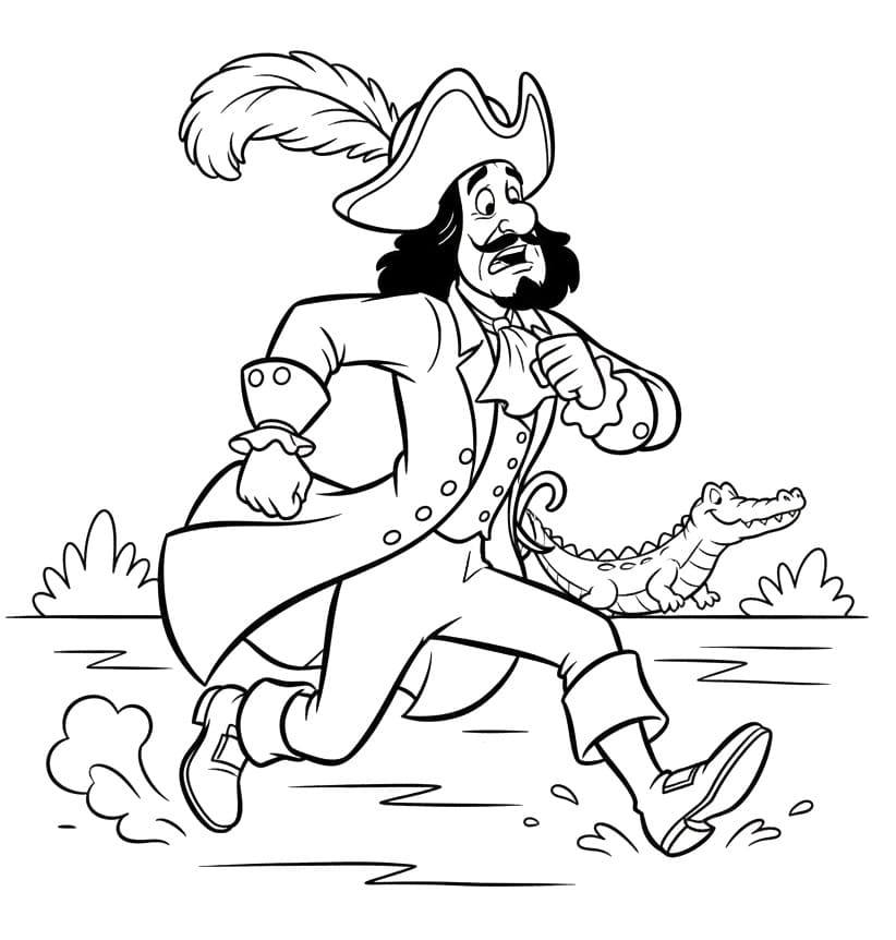 Coloriage Capitaine Crochet qui court