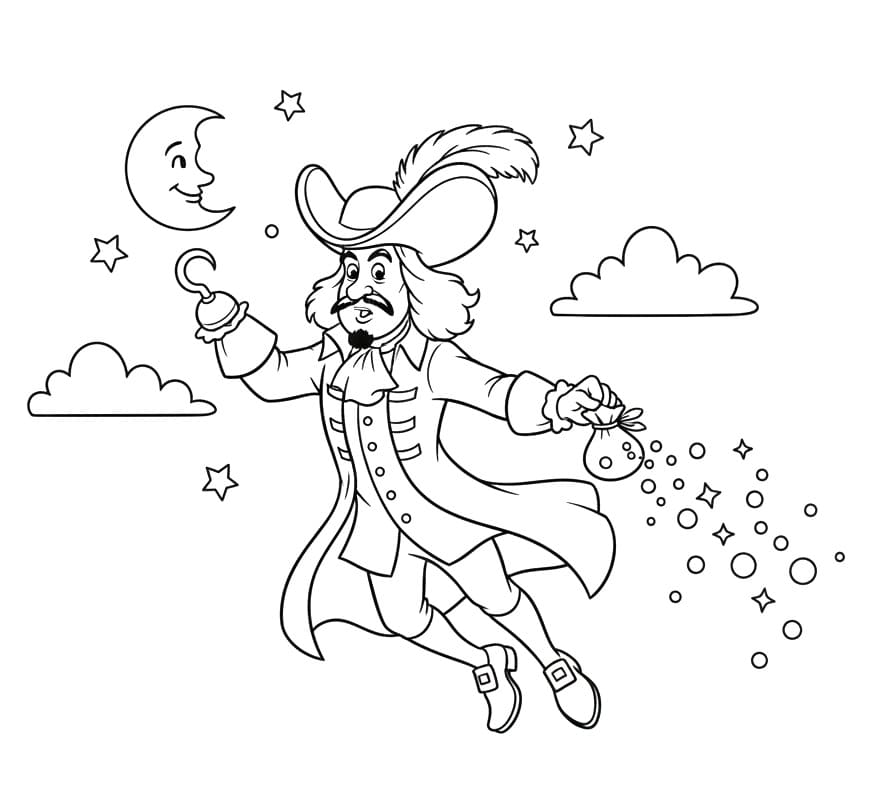 Coloriage Capitaine Crochet Volant