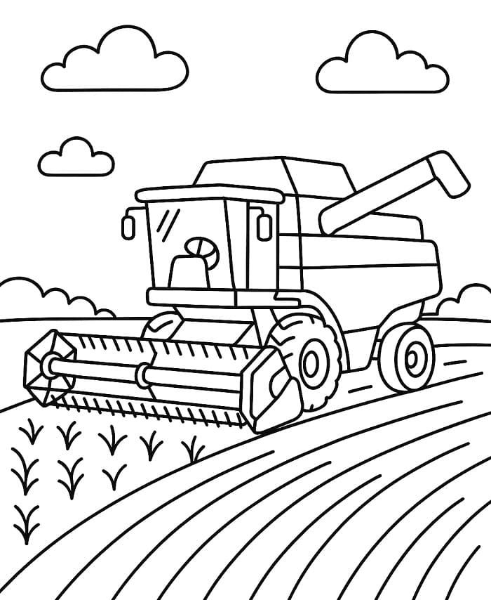 Coloriage Dessin de Moissonneuse-batteuse Gratuit