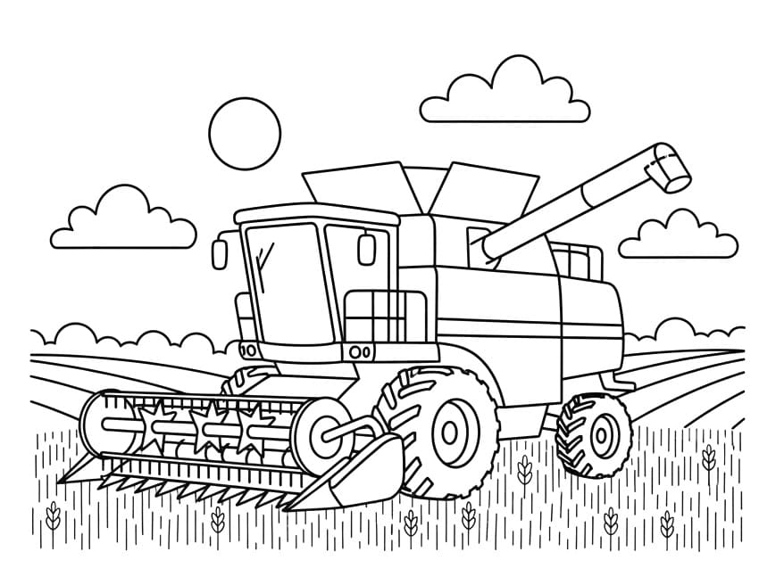 Coloriage Dessin Gratuit de Moissonneuse-batteuse