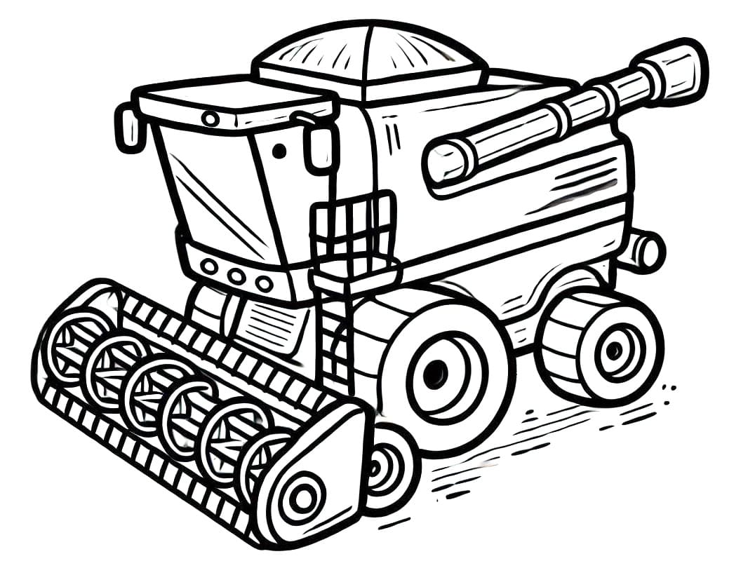Coloriage Gratuit Moissonneuse-batteuse Pour les Enfants