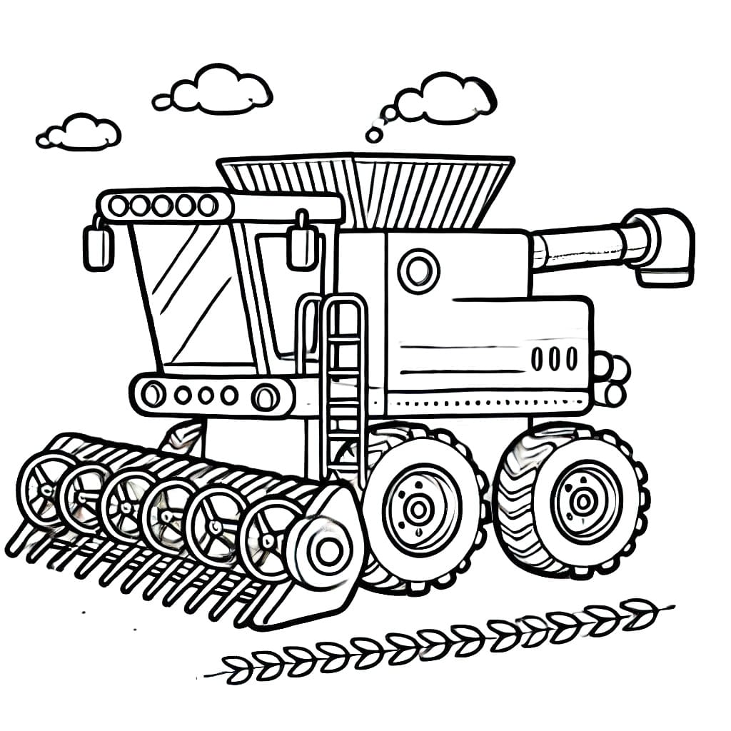 Coloriage Gratuit Moissonneuse-batteuse