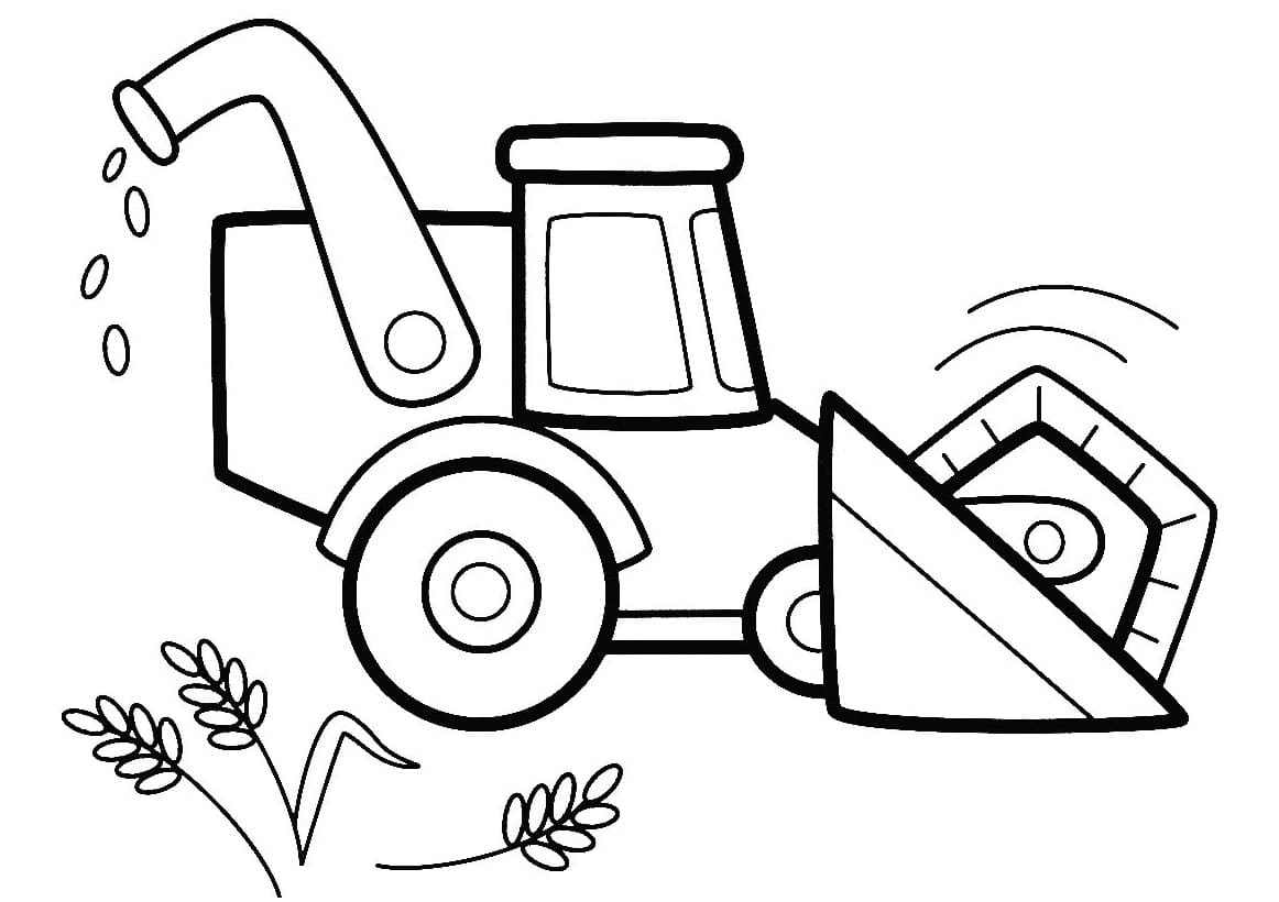 Coloriage Imprimable Gratuit Moissonneuse-batteuse Pour les Enfants