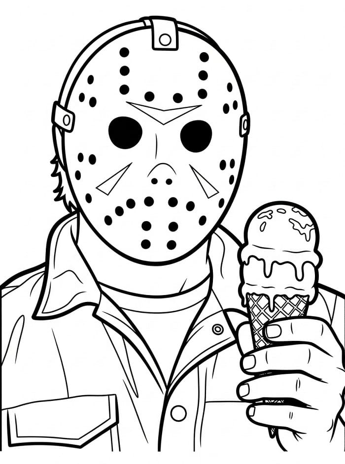 Coloriage Jason Voorhees avec de la glace