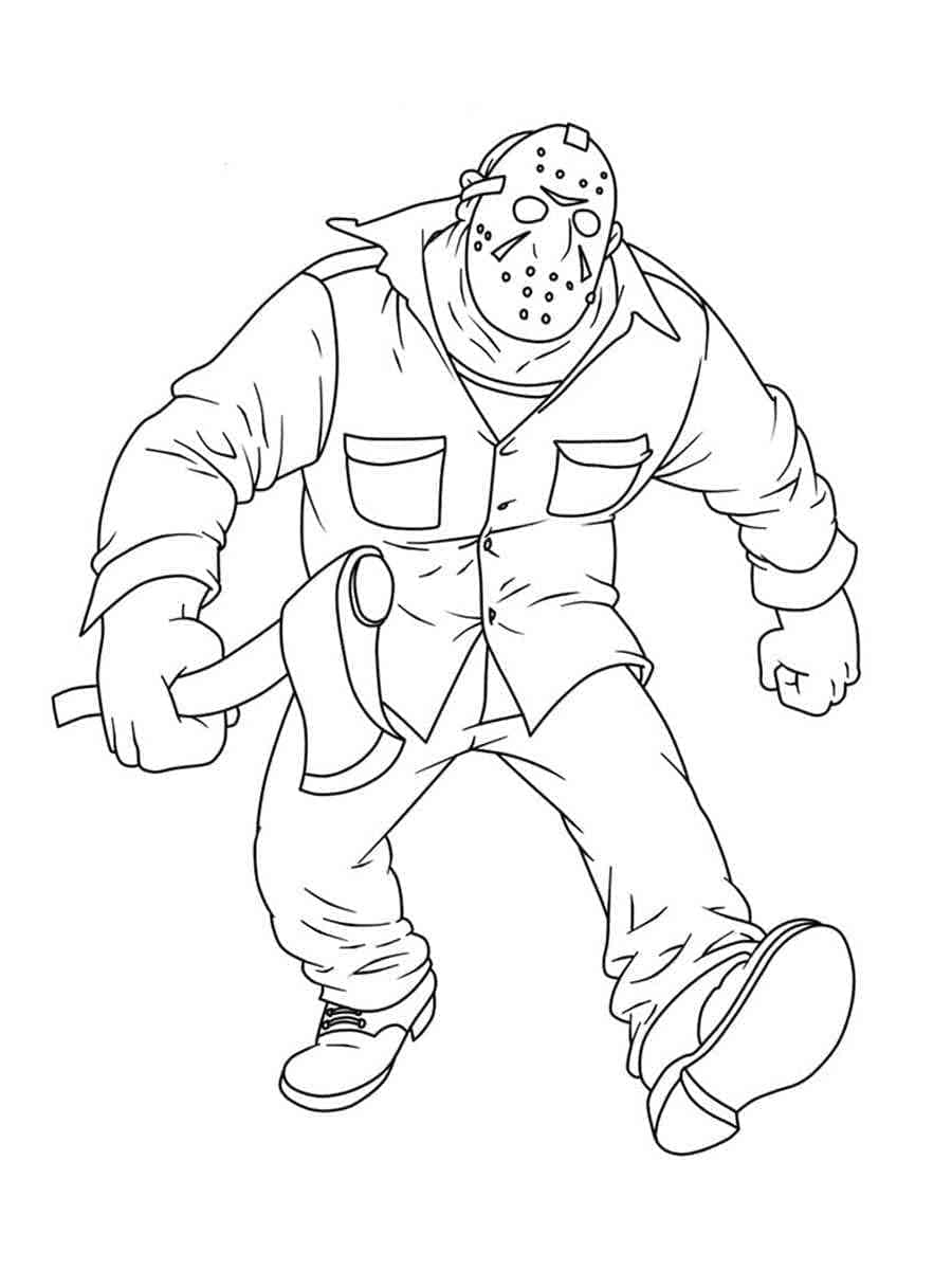 Coloriage Jason Voorhees avec Hache