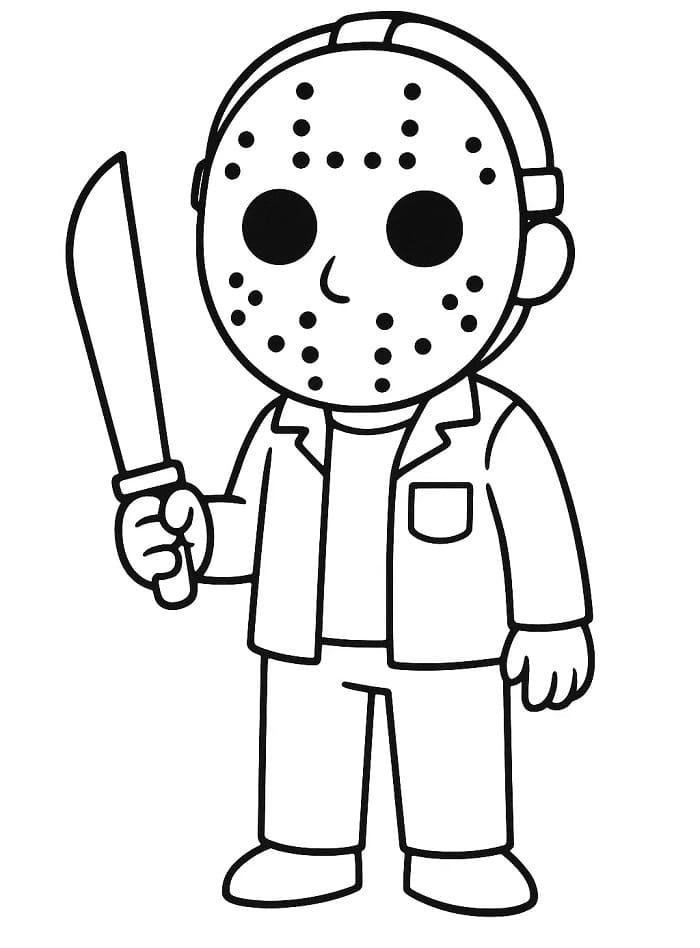 Coloriage Jason Voorhees avec Machette