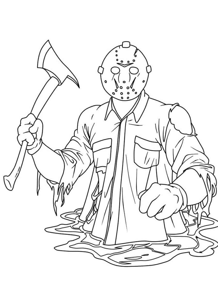 Coloriage Jason Voorhees avec une Hache